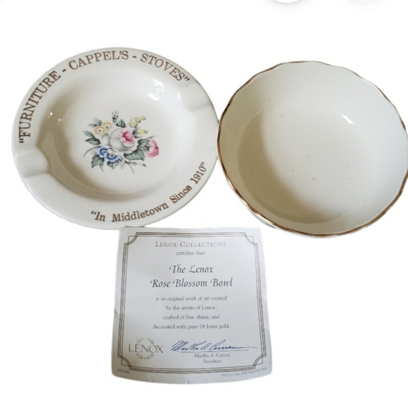 Lenox Rose Blossom Bowl Fine China w/ 24K Gold Trim and platter - Picture 1 of 5